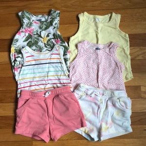 Lot of Old Navy 2T summer clothes, 4x tank tops, 2 pairs shorts